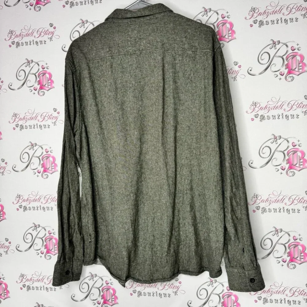 Only & sons Men's Gray green Shirt army color button up comfy soft - Picture 2 of 10